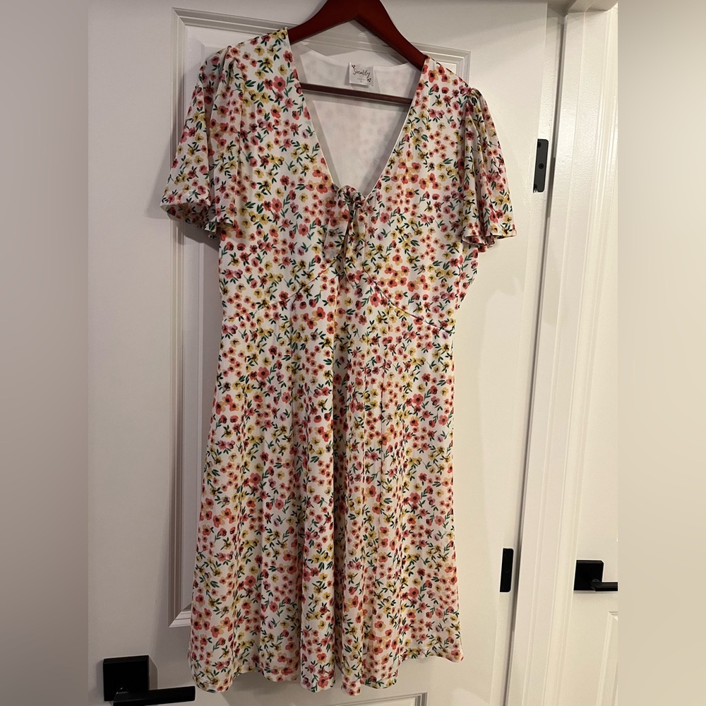 Siren Lily V-neck floral dress with tie front